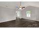 Bright living room with vaulted ceilings, ceiling fan, and hardwood floors at 1323 Mack Dr, McConnells, SC 29726