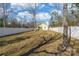 A large, fenced backyard with mature trees surrounding the property at 293 Blanche Cir, Rock Hill, SC 29730