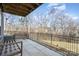 Back porch with a covered patio and views of the wooded area at 6503 Revolutionary Trl, Charlotte, NC 28217