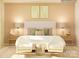 Elegant bedroom featuring chairs, a large bed, decorative pillows, and ambient lighting, offering a luxurious and comfortable setting at 1566 Croydon St, Indian Land, SC 29707