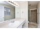 Well-lit bathroom with a sink, mirror, and a tiled walk-in shower at 1825 Hyatt Ave, Rock Hill, SC 29732
