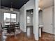 Bathroom with pedestal sink, with view into the Dining Room and Living Room at 2338 Yadkin Ave # 205, Charlotte, NC 28205