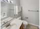 Clean bathroom with a vanity, mirror, and tub-shower, designed for functionality and ease of use at 111 Charterhouse Ln, Fort Mill, SC 29715