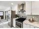 Modern kitchen with stainless steel appliances, white cabinets, and stylish backsplash at 119 N Smallwood Pl, Charlotte, NC 28216