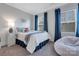 Cozy bedroom with blue accents, natural lighting, and a comfortable beanbag chair at 208 Cape August Pl, Belmont, NC 28012