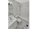 Clean bathroom featuring a vanity with a sink, toilet, and a shower-tub combination at 215 Creek View Rd, Mooresville, NC 28117