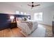 Comfortable bedroom with accent wall, plush pillows, and a soft throw blanket at 2511 Dundeen St, Charlotte, NC 28216