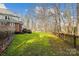 Lush green backyard with mature trees and partial fence line at 3536 Wylie Meadow Ln, Charlotte, NC 28269