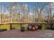 Wooden deck with railing and view of backyard trees at 3536 Wylie Meadow Ln, Charlotte, NC 28269