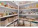 Walk-in pantry features white shelving with lots of storage for baskets, containers, food and small appliances at 4159 Millstream Rd, Denver, NC 28037