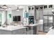 Kitchen area featuring grey cabinets, stainless steel appliances, large island, and an open concept design at 1039 Rabbit Hill Ln, Monroe, NC 28110