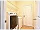 Bright laundry room featuring new washer and dryer and access to the backyard at 3620 Cole Mill Rd, Charlotte, NC 28270