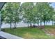 Expansive backyard featuring mature trees and beautiful lake views at 405 Northwest Dr, Davidson, NC 28036