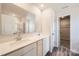 Bright bathroom featuring dual sinks, white countertops, and a glass-enclosed shower at 5336 Small St, Catawba, NC 28609