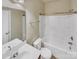 Clean bathroom with a shower-tub combo and a large mirror at 1062 Baldwin Dr, Lancaster, SC 29720
