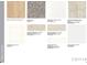 Selection of interior finish options for flooring, countertops, cabinets, and backsplash at 1115 Sugar Creek Rd, Indian Land, SC 29707
