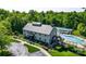 Exterior view of a clubhouse and swimming pool surrounded by well-maintained landscaping at 1126 Snowbird Ln, Waxhaw, NC 28173