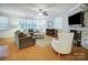 Inviting living room with fireplace, modern furniture, and plenty of natural light at 1126 Snowbird Ln, Waxhaw, NC 28173