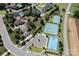 Aerial view of tennis and basketball courts available to residents in a planned community at 1506 Venetian Way Dr, Waxhaw, NC 28173