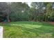 Backyard putting green complete with manicured lawn and natural surroundings at 1506 Venetian Way Dr, Waxhaw, NC 28173