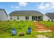 Landscaped backyard with lush green lawn and a charming patio area at 6858 Hunts Mesa Dr, Fort Mill, SC 29707