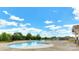 Community pool with clear blue water, surrounded by trees and community houses at 6858 Hunts Mesa Dr, Fort Mill, SC 29707