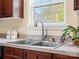 Close-up of a kitchen sink area with modern fixtures and natural light from the window at 2020 Holly Villa Cir, Indian Trail, NC 28079