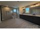 Modern bathroom with a walk-in shower and a double sink vanity with black hardware at 2204 Camber Dr # Cwo0076, Gastonia, NC 28054