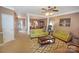 Open-concept living room with elegant furnishings flows into the dining area at 514 Galesburg Dr, Monroe, NC 28110