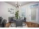 Cozy dining space features hardwood floors and an open view of the kitchen area at 2306 Elizabeth Mill Pl, Charlotte, NC 28208
