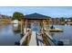 Waterfront covered dock with seating space offering a serene view of the lake and surrounding landscape at 6233 Riviera Run Estates Dr, Hickory, NC 28601