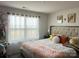 Bright bedroom featuring a cozy bed with soft pillows and a large window at 7711 Bainbridge Rd, Sherrills Ford, NC 28673