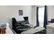 Stylish bedroom with modern decor and a comfortable bed with football-themed bedding at 7711 Bainbridge Rd, Sherrills Ford, NC 28673