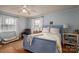 Comfortable bedroom featuring hardwood floors and a blue bed frame at 1120 Cumberland Ave, Gastonia, NC 28054