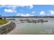 Scenic aerial view of boat docks on the lake highlighting waterfront living at 14021 Queens Harbor Rd, Charlotte, NC 28278