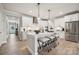 Gourmet kitchen featuring a center island with seating, stainless steel appliances, and open layout at 2022 Mantle Ridge Dr, Indian Trail, NC 28079