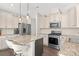 Modern kitchen showcases a central island with granite counters, stainless appliances, and pendant lighting at 4253 Spadefoot Ct, Lancaster, SC 29720