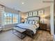 Spacious main bedroom with a large window, decorative pillows, and hardwood floors at 6271 Fairfax Ct, Maiden, NC 28650