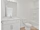 Clean, white bathroom with a single sink vanity and a shower-tub combination at 13705 Roderick Dr # 194, Huntersville, NC 28078