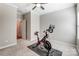 Bright room with a ceiling fan, carpet flooring and neutral walls at 14827 Batteliere Dr, Charlotte, NC 28278