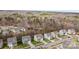 Aerial view of a suburban neighborhood with well-maintained lawns and tree-lined streets on a clear day at 3114 Woodlands Creek Dr, Monroe, NC 28110