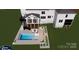 Rendering of backyard pool and spa with pergola-covered seating area, perfect for relaxing and entertaining at 129 Ryleigh Dan Pl, Mooresville, NC 28115