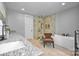 Modern bathroom featuring a glass shower, a soaking tub, and granite countertops at 129 Ryleigh Dan Pl, Mooresville, NC 28115
