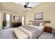 Serene main bedroom with vaulted ceiling, ceiling fan, and neutral decor at 140 Rustic Way Ln, Mooresville, NC 28117