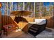Relaxing backyard hot tub area with privacy fence, wooden bench and umbrella for shade on a sunny day at 3041 Mulberry Ln, Lancaster, SC 29720