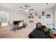 Bedroom with plush carpet and fan at 3899 Center Place Dr, Harrisburg, NC 28075
