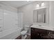 Bathroom featuring a vanity with sink, toilet, and a shower-tub combo at 531 Harlech Ct, Fort Mill, SC 29715