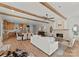 Spacious living area with a modern fireplace, hardwood floors, and an open floor plan at 5520 Chedworth Dr, Charlotte, NC 28210