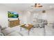 Inviting living room with neutral tones, a decorative ceiling fan, and a mounted television at 6022 Candlestick Ln, Lancaster, SC 29720