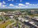Panoramic aerial view showcasing a vibrant commercial area with retail shops, office buildings, and lush greenery at 705 Drew Ave, Fort Mill, SC 29708